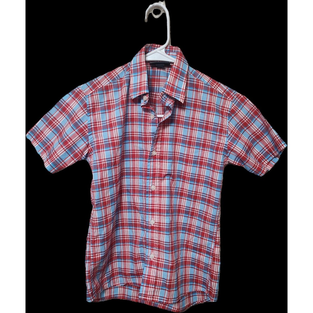 Oscar De‎ La Renta Shirt Red White Blue Plaid Boys Size 6y